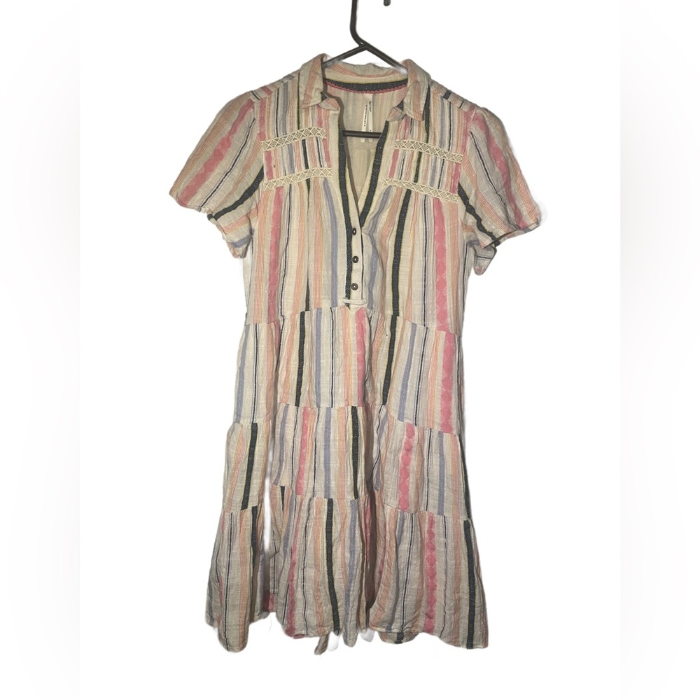 Anthropologie Striped Maxi Dress - Pink, Blue, Cream